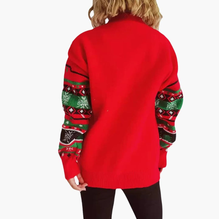 Damen Weihnachtspullover mit Gestrickter Oberfläche und Festlichen Details
