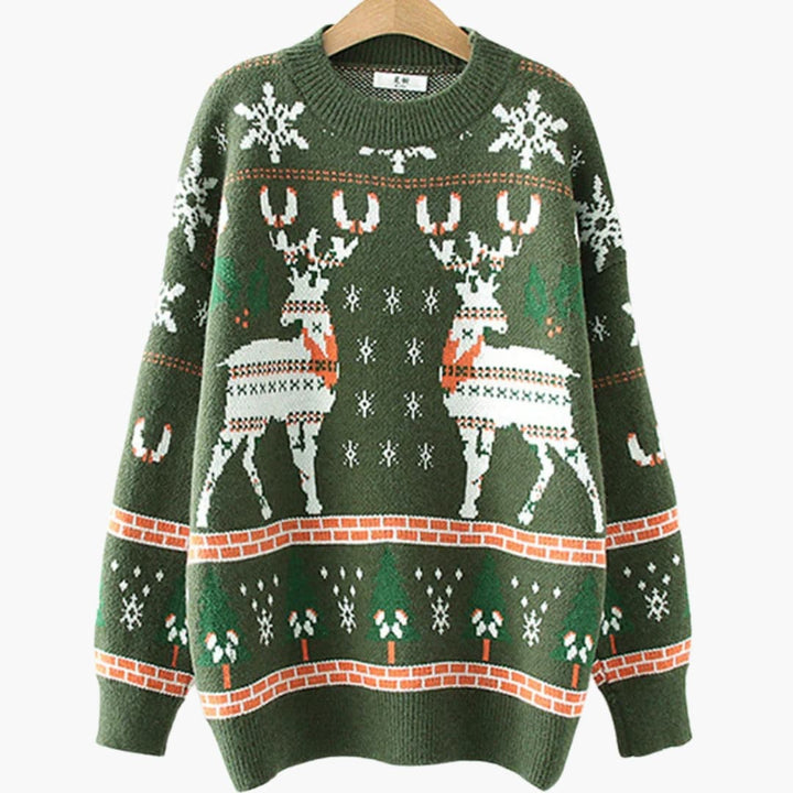 Damen Weihnachtspullover mit Rentier Design und Strickstruktur