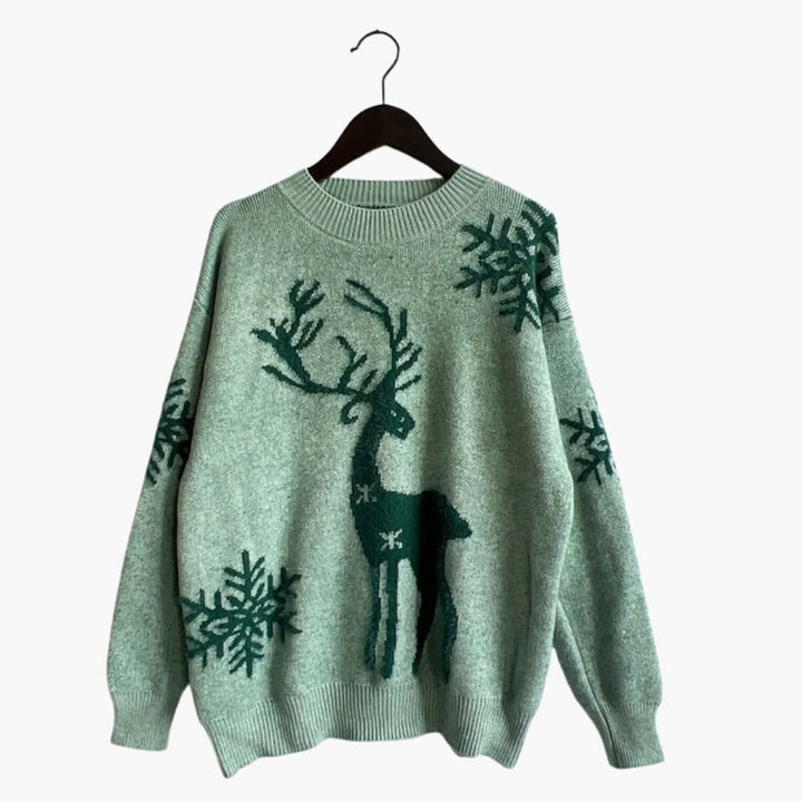 Damen Weihnachtspullover mit Rentiermuster und Strickstruktur