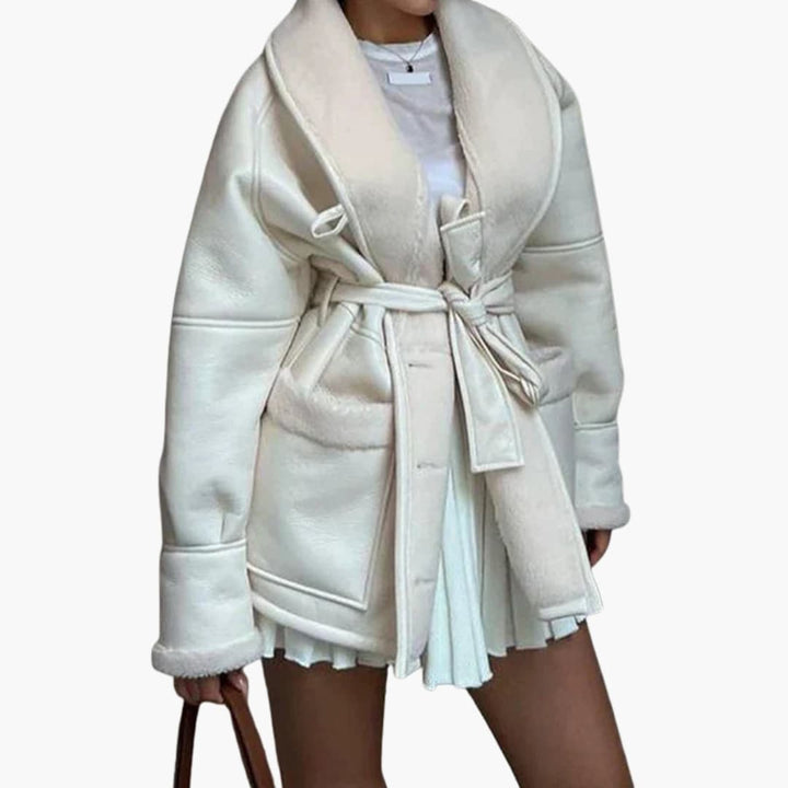 Damen Winterjacke mit Gürtel und Fronttaschen