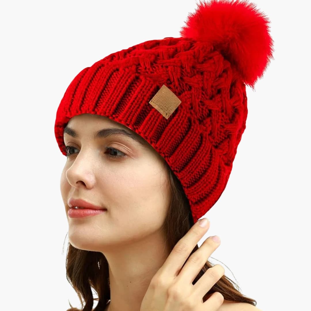Damen Wintermütze mit Bommel und Futter