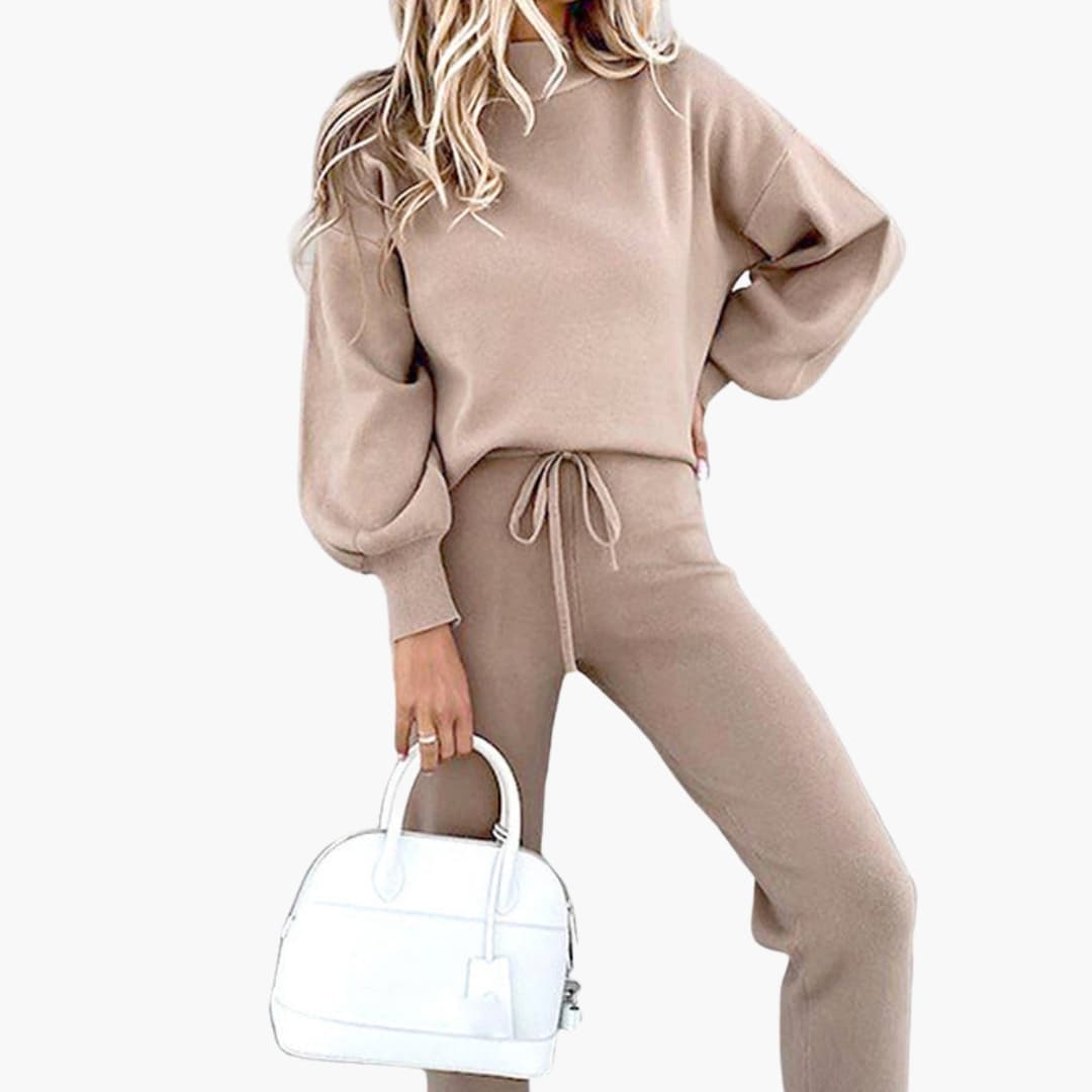 Damen Zweiteiler Set mit Pullover und Kordelzughose