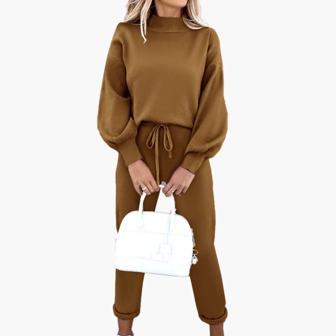 Damen Zweiteiler Set mit Pullover und Kordelzughose