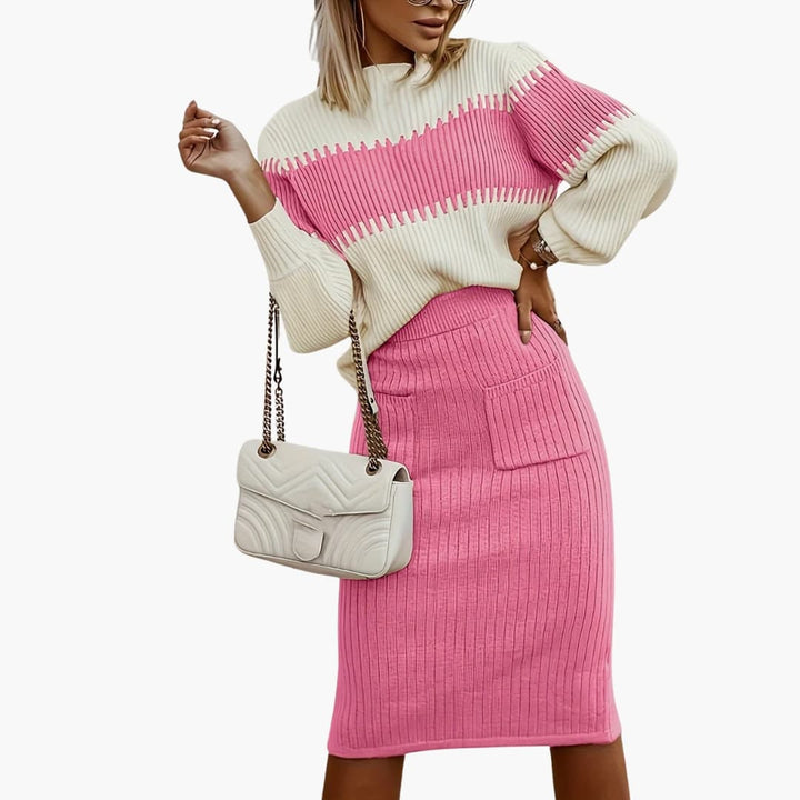 Damen Zweiteiler mit Langarmshirt und Rock