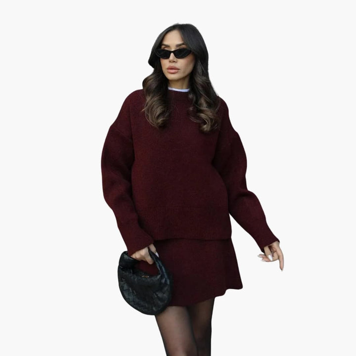 Damen Zweiteiler mit Rundhalsausschnitt Pullover