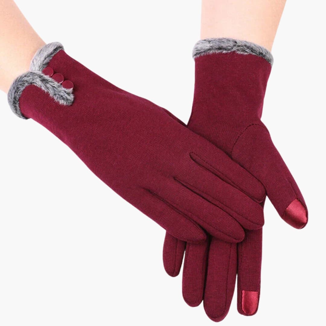 Damen handschuhe mit Touchscreen Funktion und schlichtem Saum