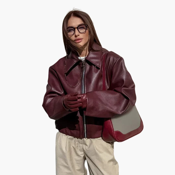 Damen jacke mit Frontreißverschluss und breitem Kragen