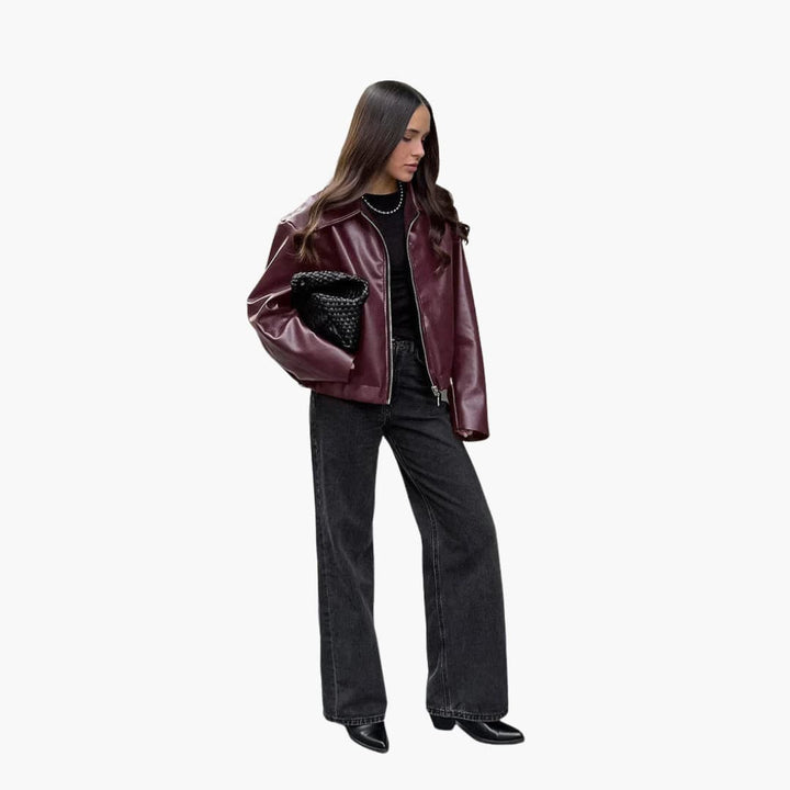 Damen jacke mit Frontreißverschluss und breitem Kragen