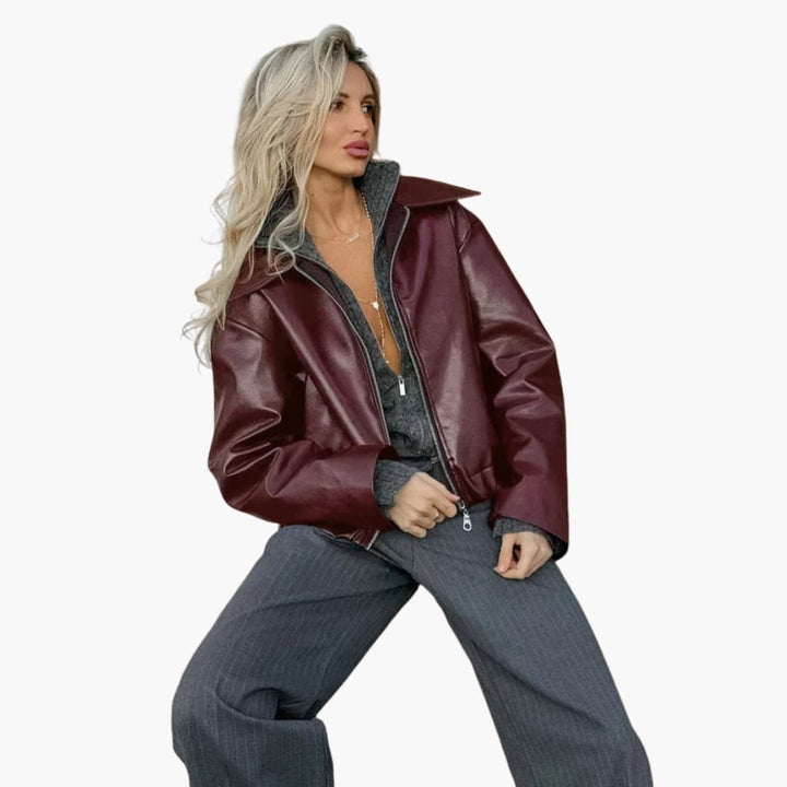 Damen jacke mit Frontreißverschluss und breitem Kragen