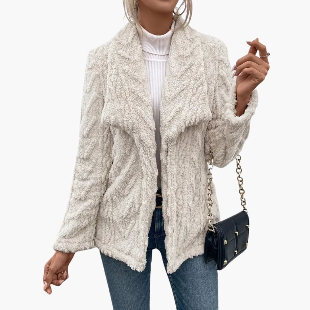 Damenjacke mit offenem Vorderteil und strukturierter Oberfläche