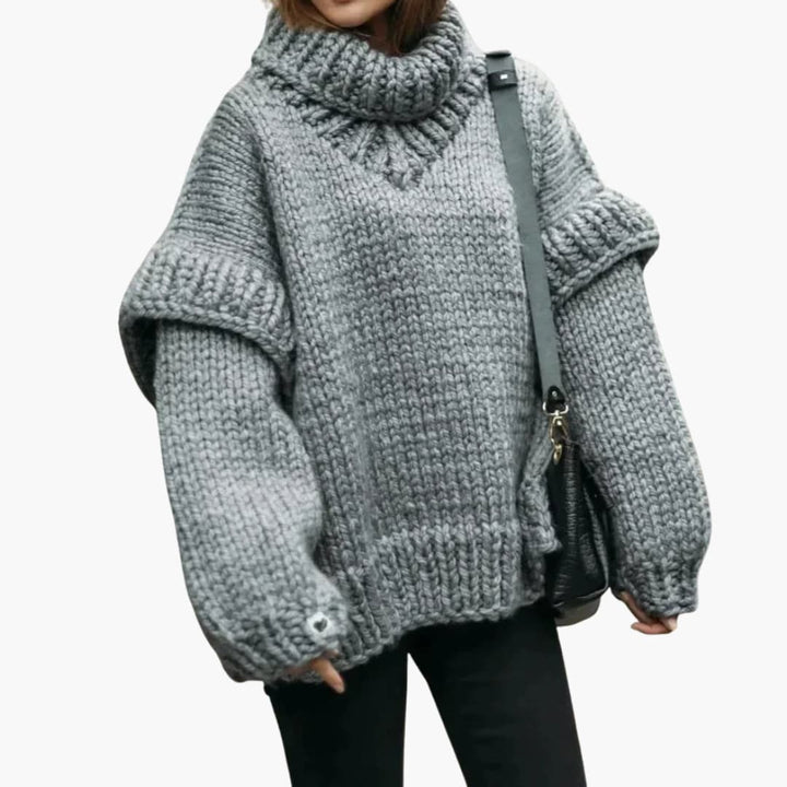 Damen pullover mit Oversize-Rollkragen und geripptem Saum
