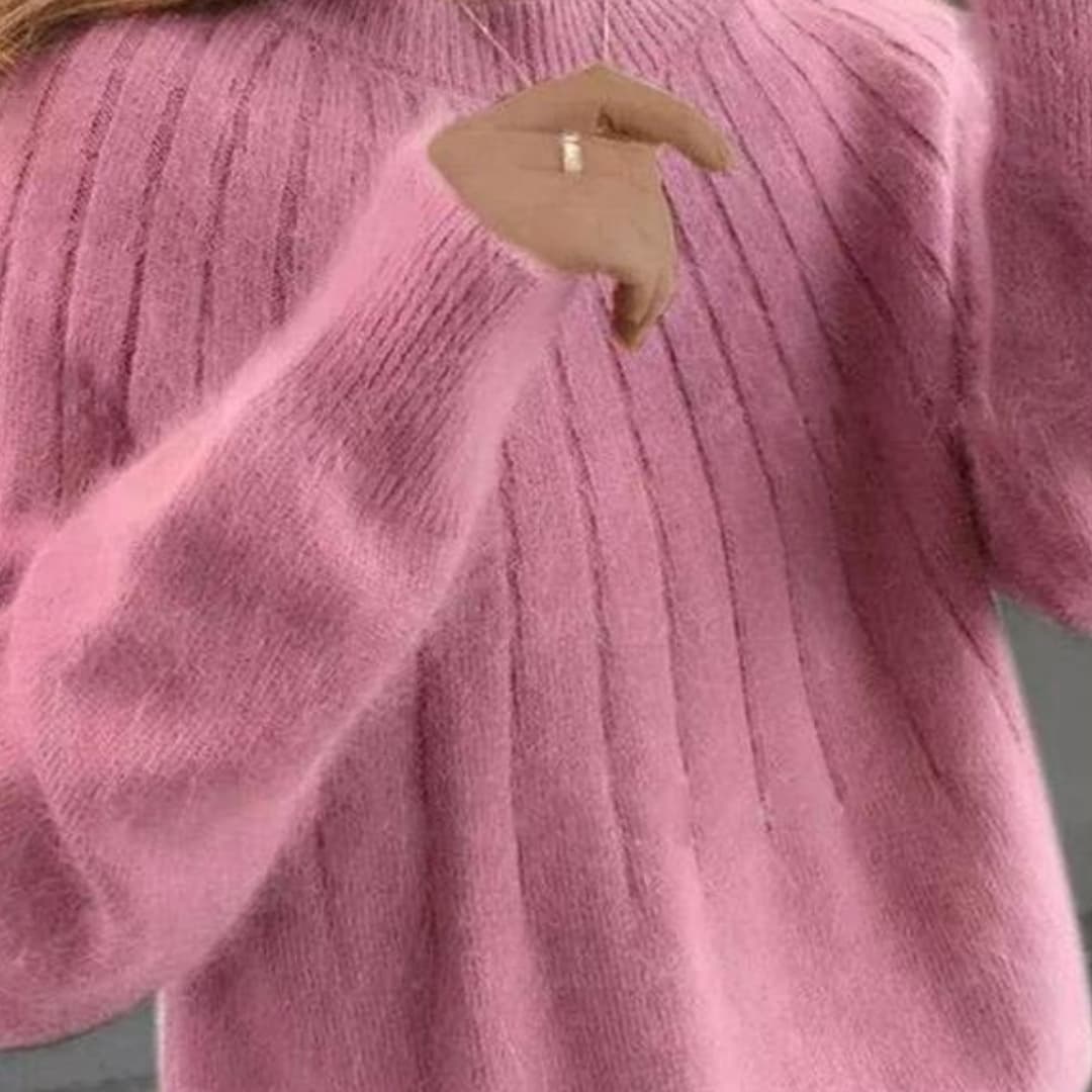 Damenpullover mit Rippstrick und langen Ärmeln