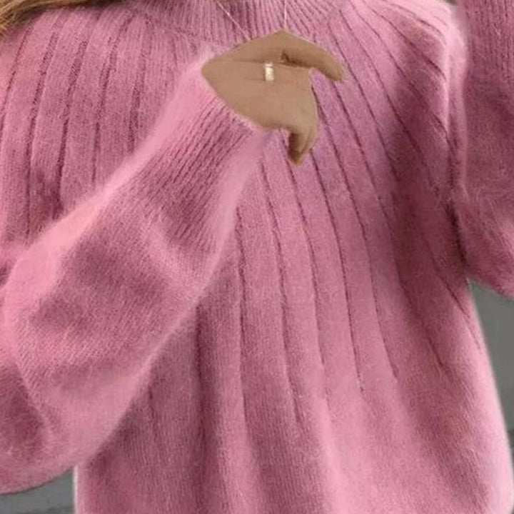 Damenpullover mit Rippstrick und langen Ärmeln