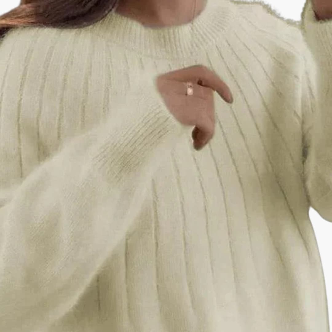 Damenpullover mit Rippstrick und langen Ärmeln