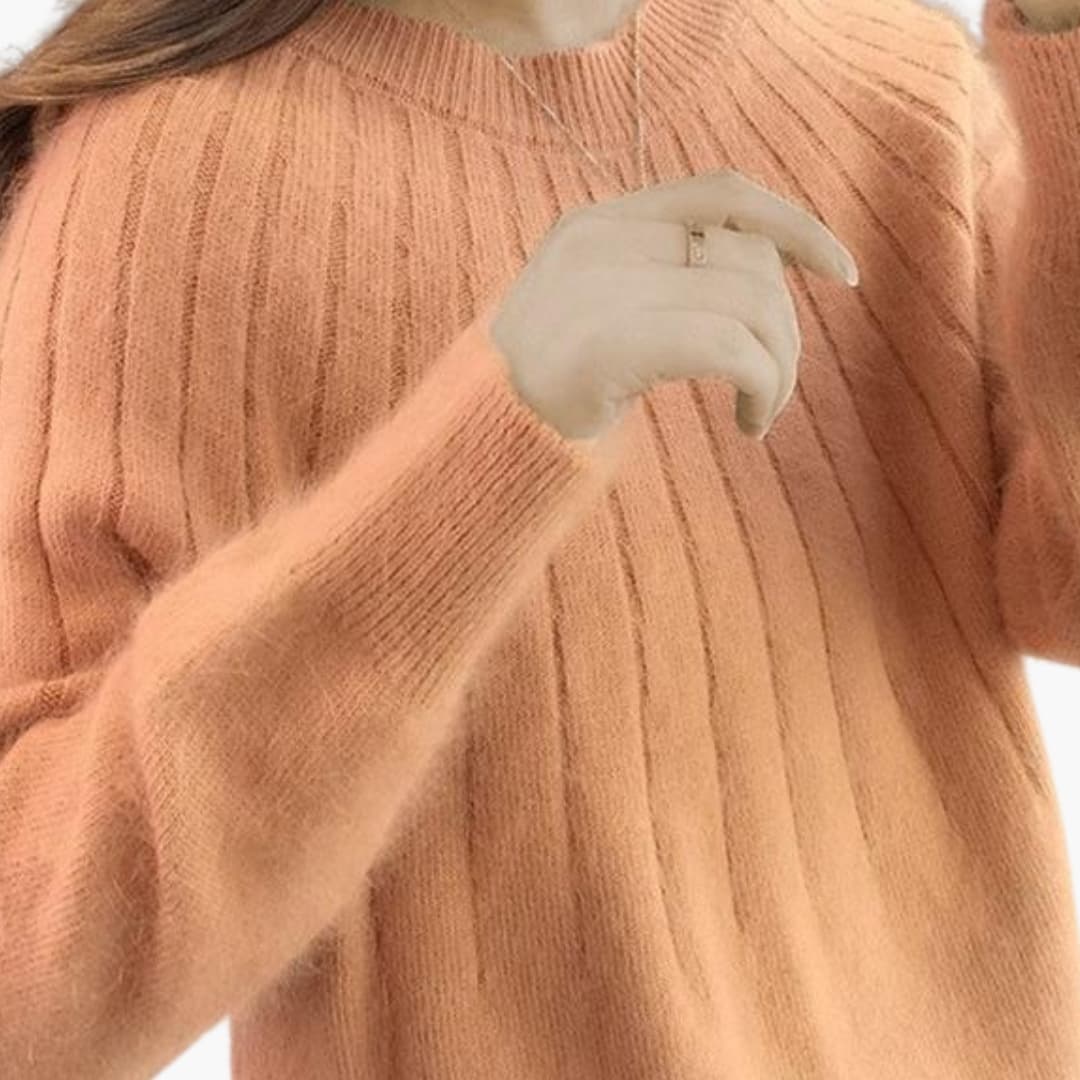 Damenpullover mit Rippstrick und langen Ärmeln