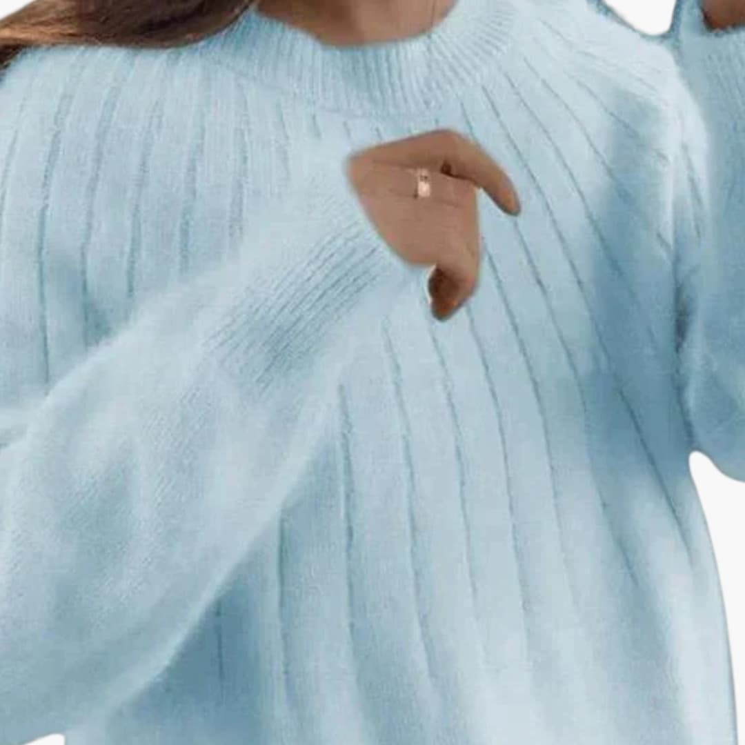 Damenpullover mit Rippstrick und langen Ärmeln