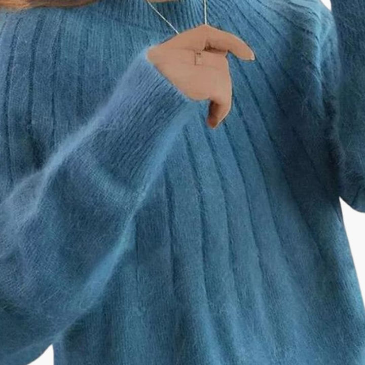 Damenpullover mit Rippstrick und langen Ärmeln