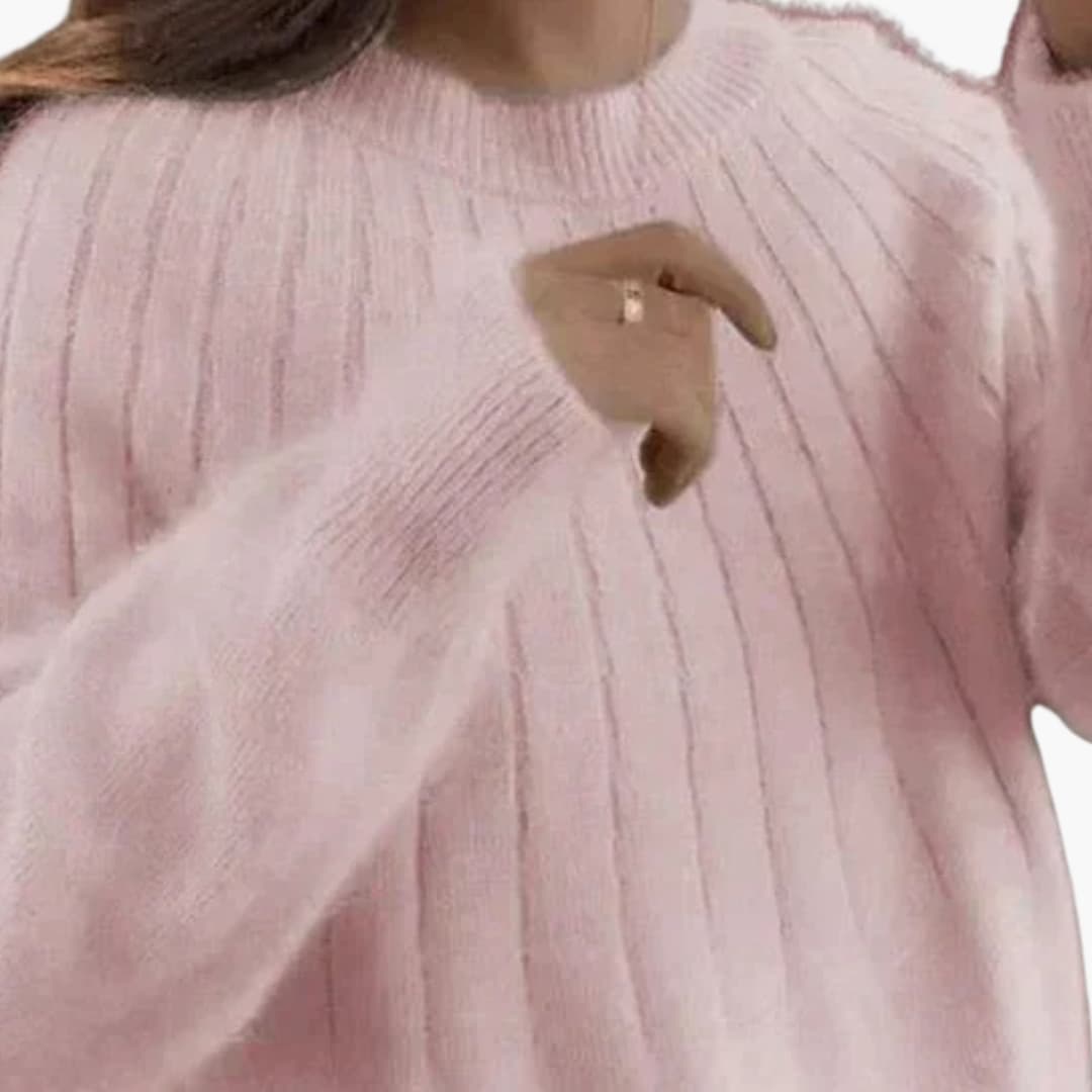 Damenpullover mit Rippstrick und langen Ärmeln