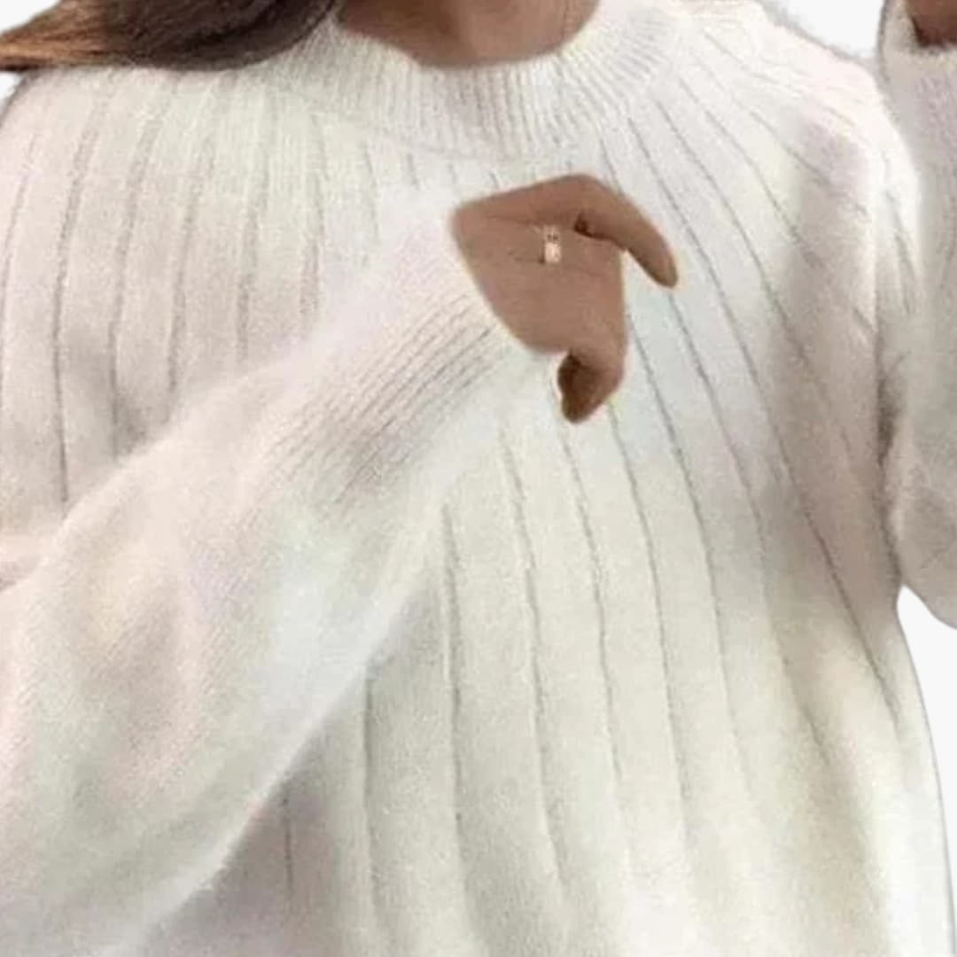 Damenpullover mit Rippstrick und langen Ärmeln