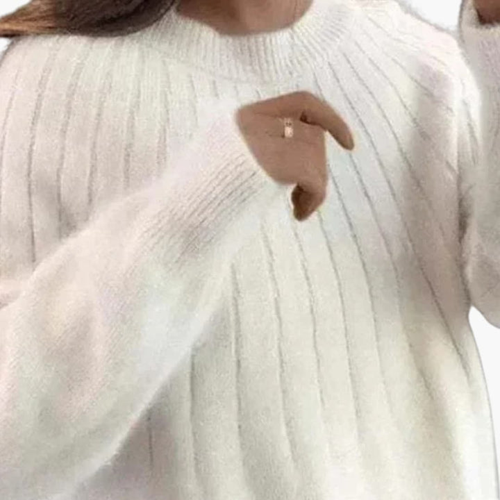 Damenpullover mit Rippstrick und langen Ärmeln