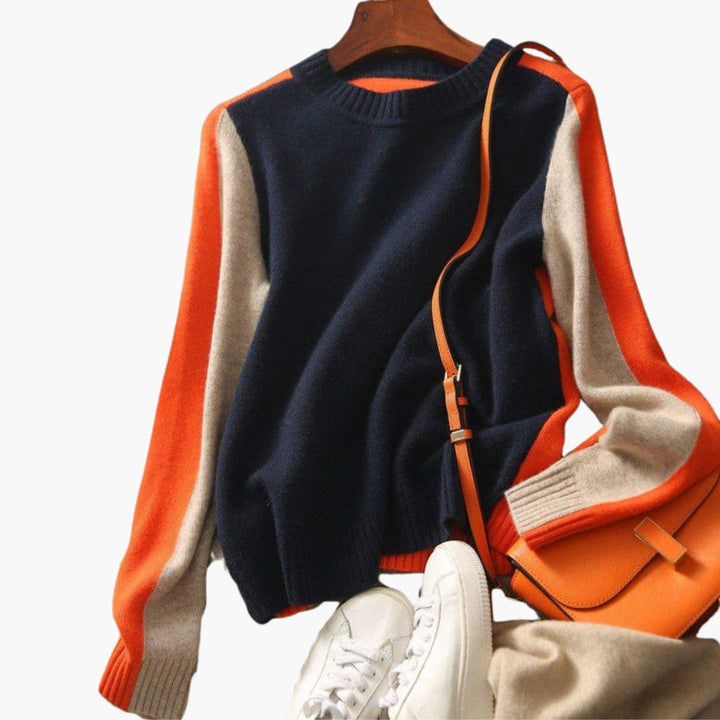 Damenpullover mit Rundhalsausschnitt und langen Ärmeln