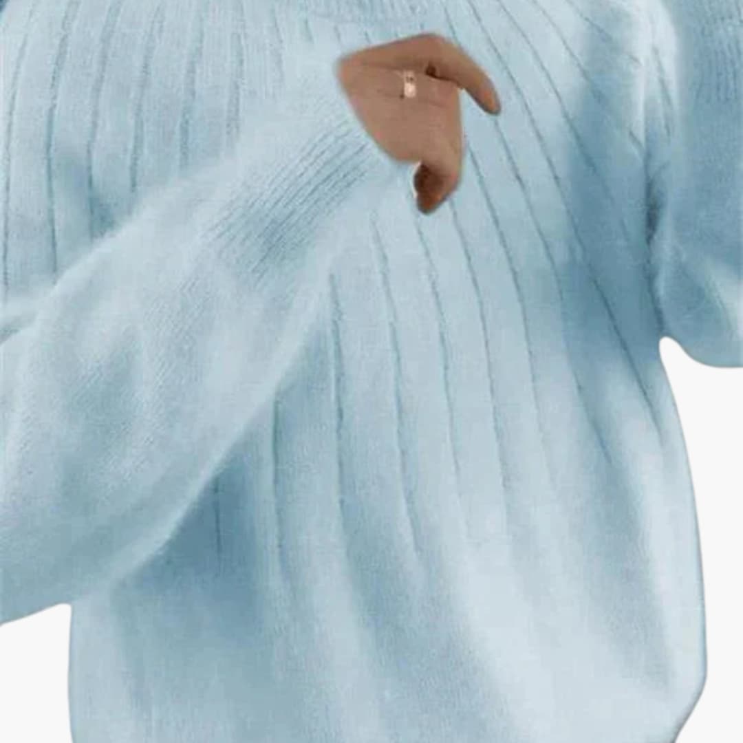 Damenpullover mit gerippter Oberfläche und langen Ärmeln