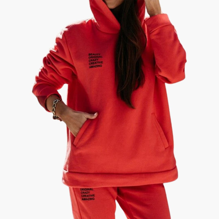 Damen Hoodie und Trainingsanzug Set mit Kordelzug und Kängurutasche