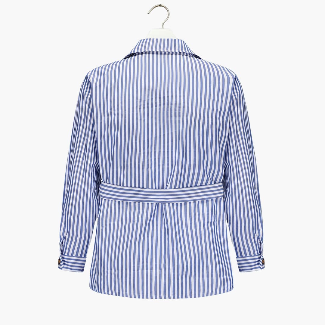 Gestreifte Herrenjacke mit Knopfverschluss und Fronttaschen