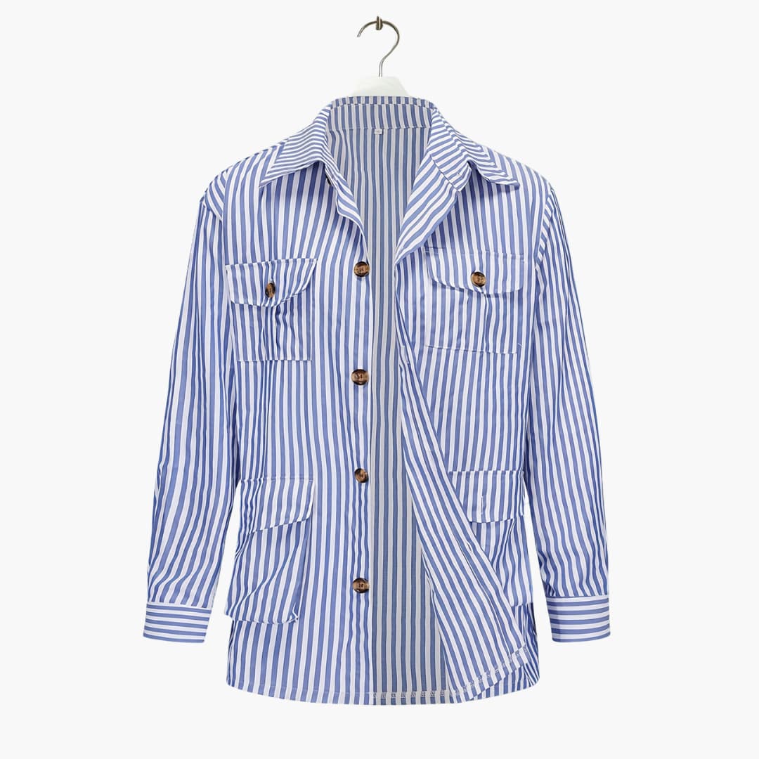 Gestreifte Herrenjacke mit Knopfverschluss und Fronttaschen