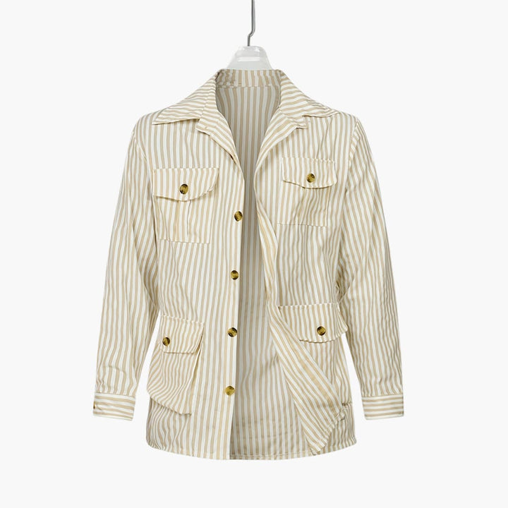 Gestreifte Herrenjacke mit Knopfverschluss und Fronttaschen