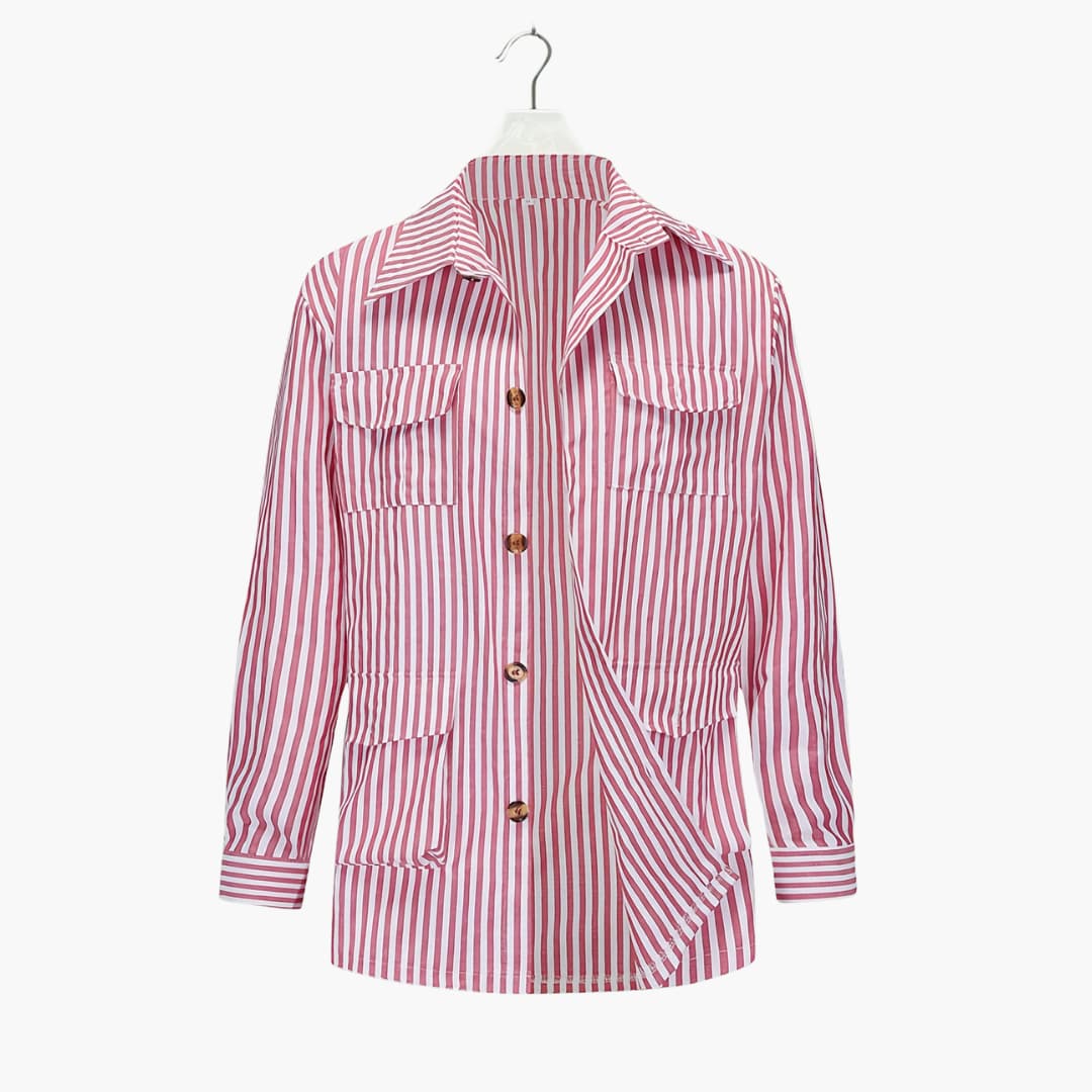 Gestreifte Herrenjacke mit Knopfverschluss und Fronttaschen