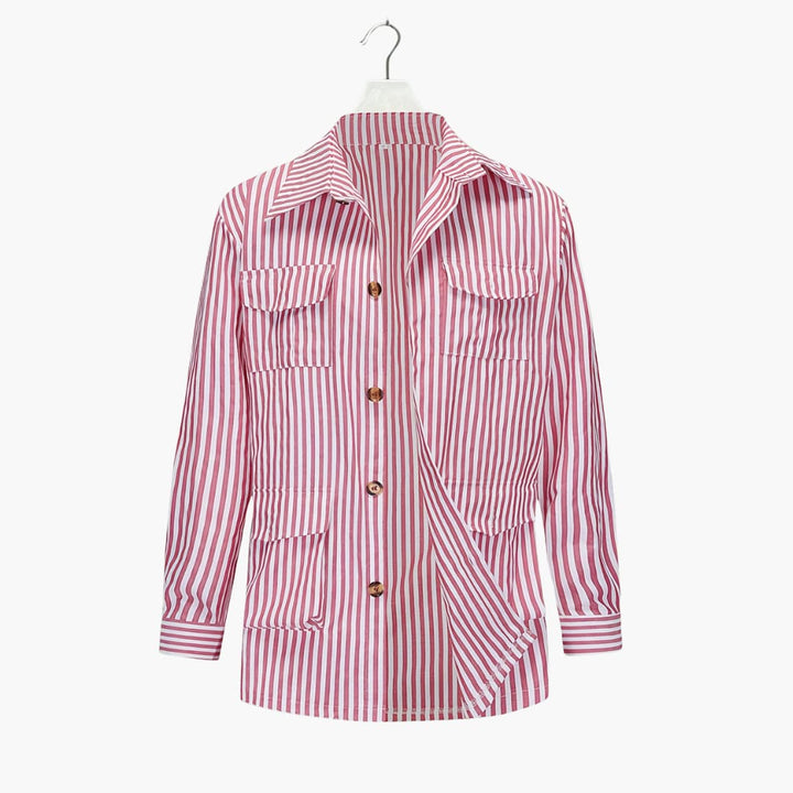Gestreifte Herrenjacke mit Knopfverschluss und Fronttaschen