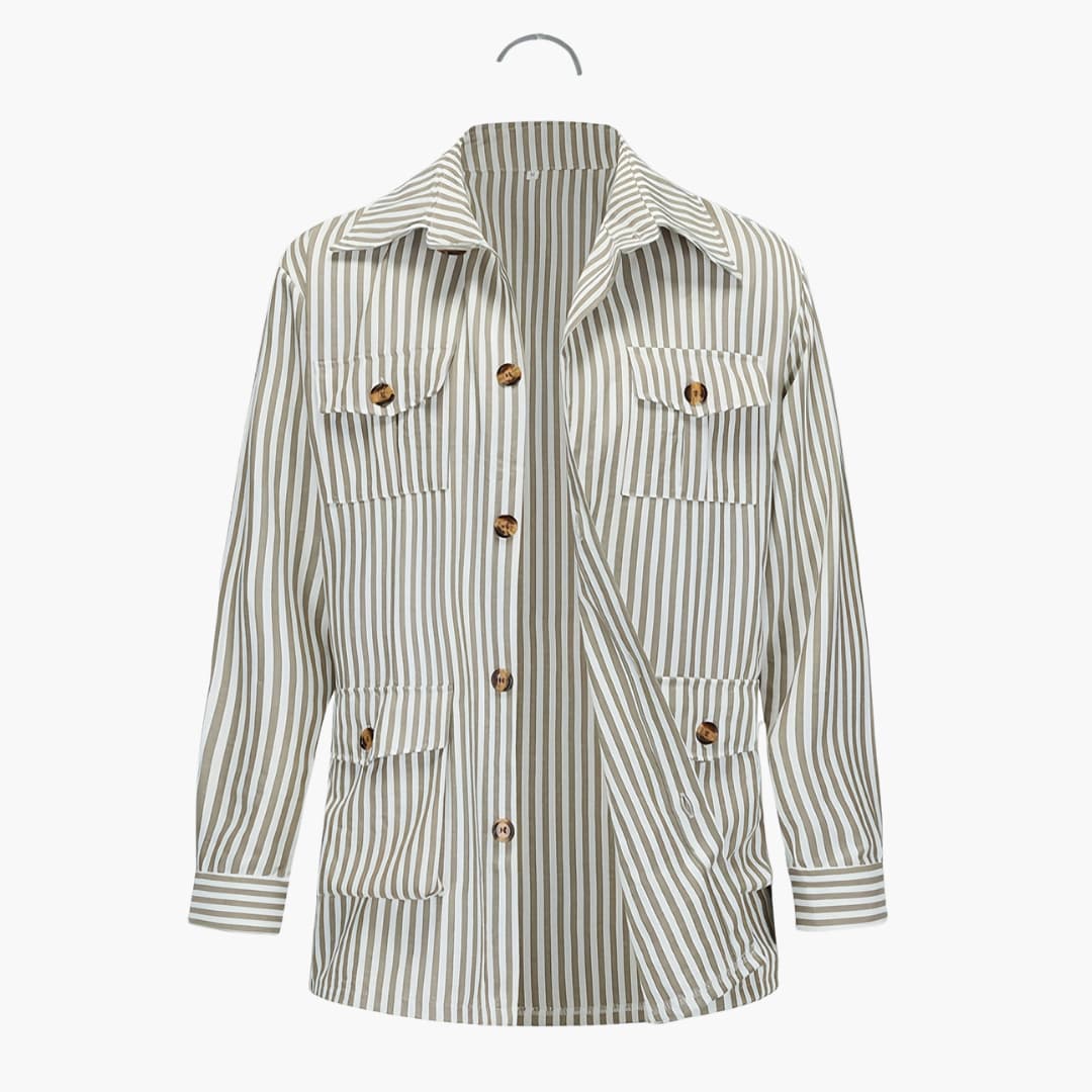 Gestreifte Herrenjacke mit Knopfverschluss und Fronttaschen
