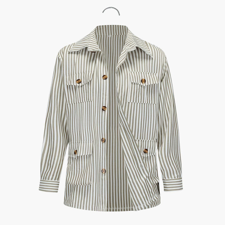 Gestreifte Herrenjacke mit Knopfverschluss und Fronttaschen