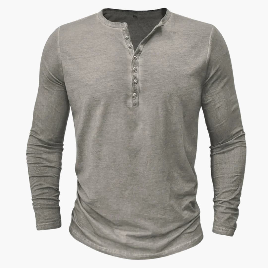 Henley Shirt für Herren mit Knopfleiste und langen Ärmeln