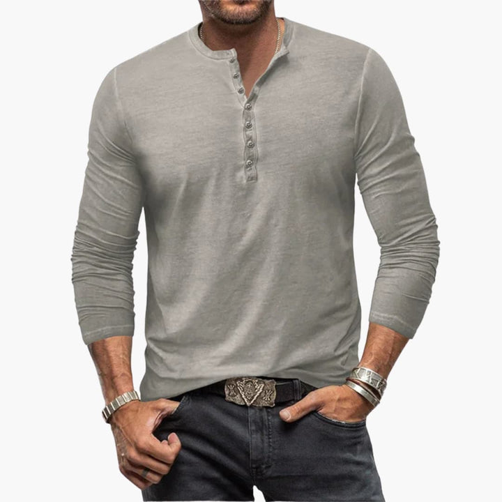 Henley Shirt für Herren mit Knopfleiste und langen Ärmeln