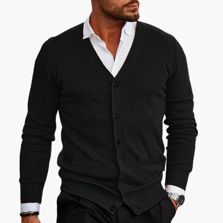 Herren Cardigan mit V Ausschnitt und Knopfverschluss