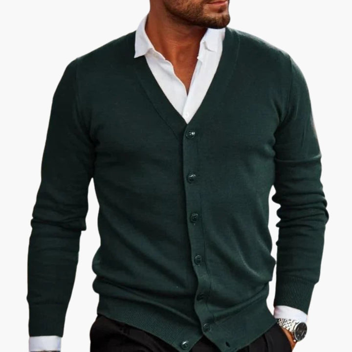 Herren Cardigan mit V Ausschnitt und Knopfverschluss