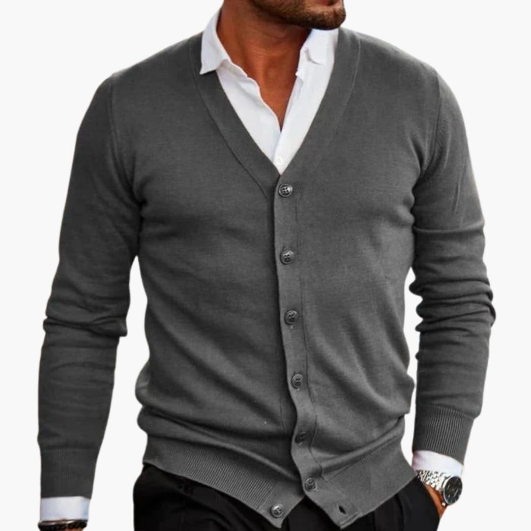 Herren Cardigan mit V Ausschnitt und Knopfverschluss