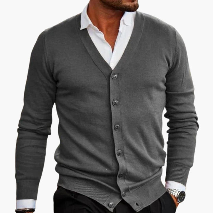 Herren Cardigan mit V Ausschnitt und Knopfverschluss