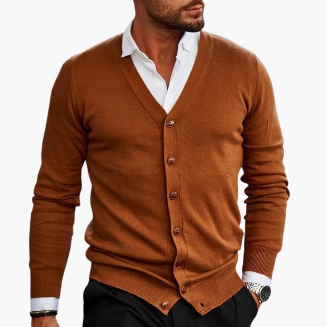 Herren Cardigan mit V Ausschnitt und Knopfverschluss