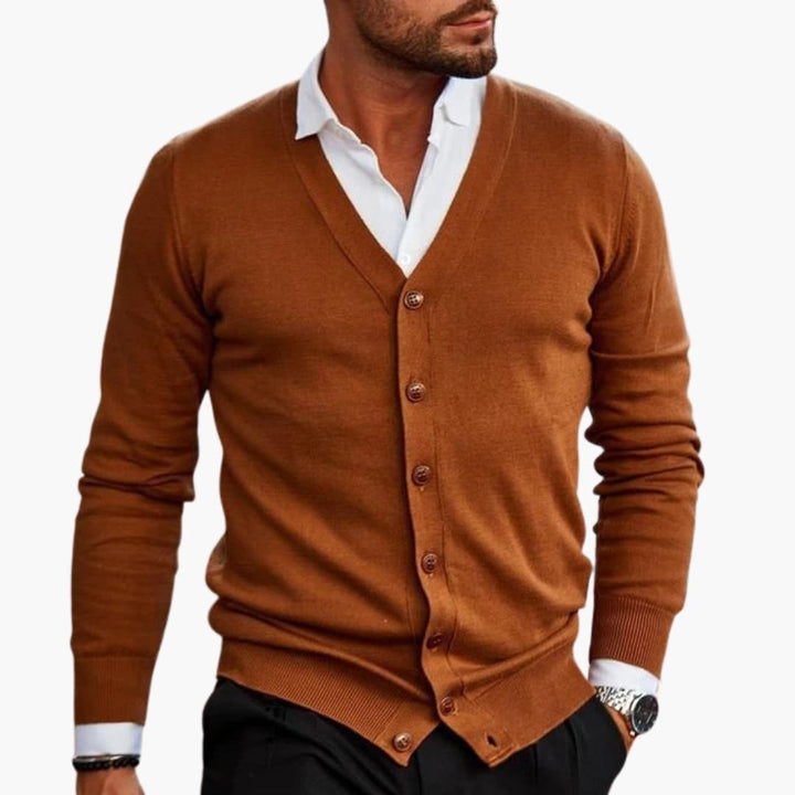 Herren Cardigan mit V Ausschnitt und Knopfverschluss
