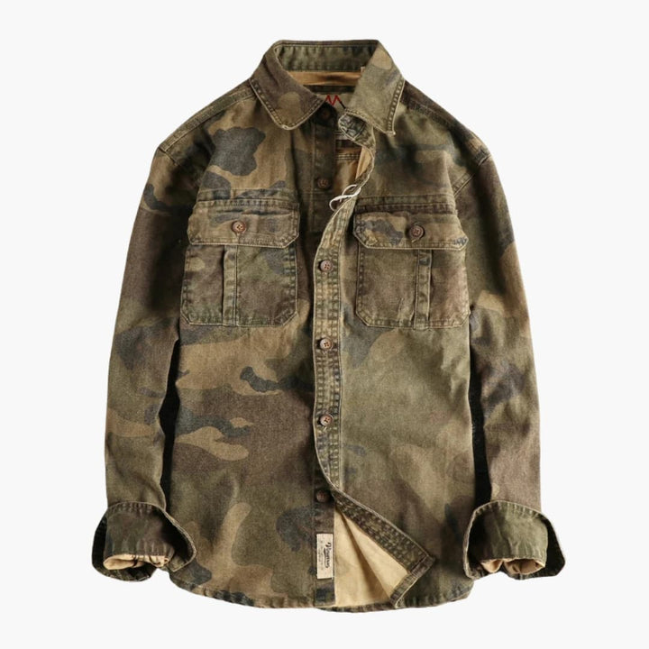 Herren Cargo Hemd mit Knopfleiste und Brusttaschen