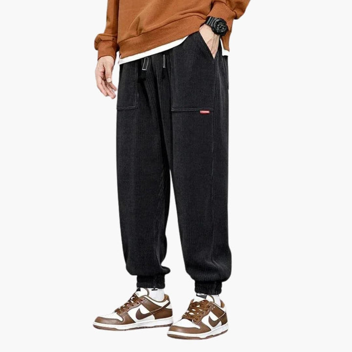 Herren Cord Jogginghose mit Kordelzug und Seitentaschen