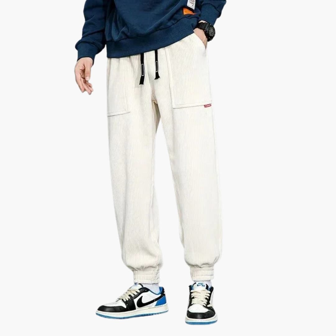 Herren Cord Jogginghose mit Kordelzug und Seitentaschen