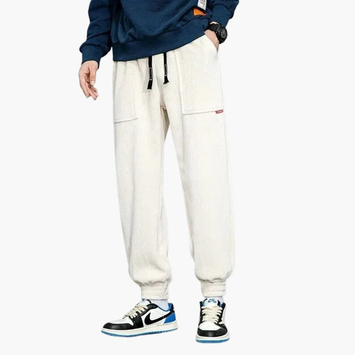 Herren Cord Jogginghose mit Kordelzug und Seitentaschen
