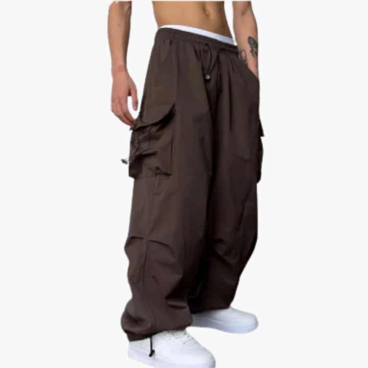 Herren Cargo Hose mit weitem Bein mehreren Taschen und Knopfverschluss