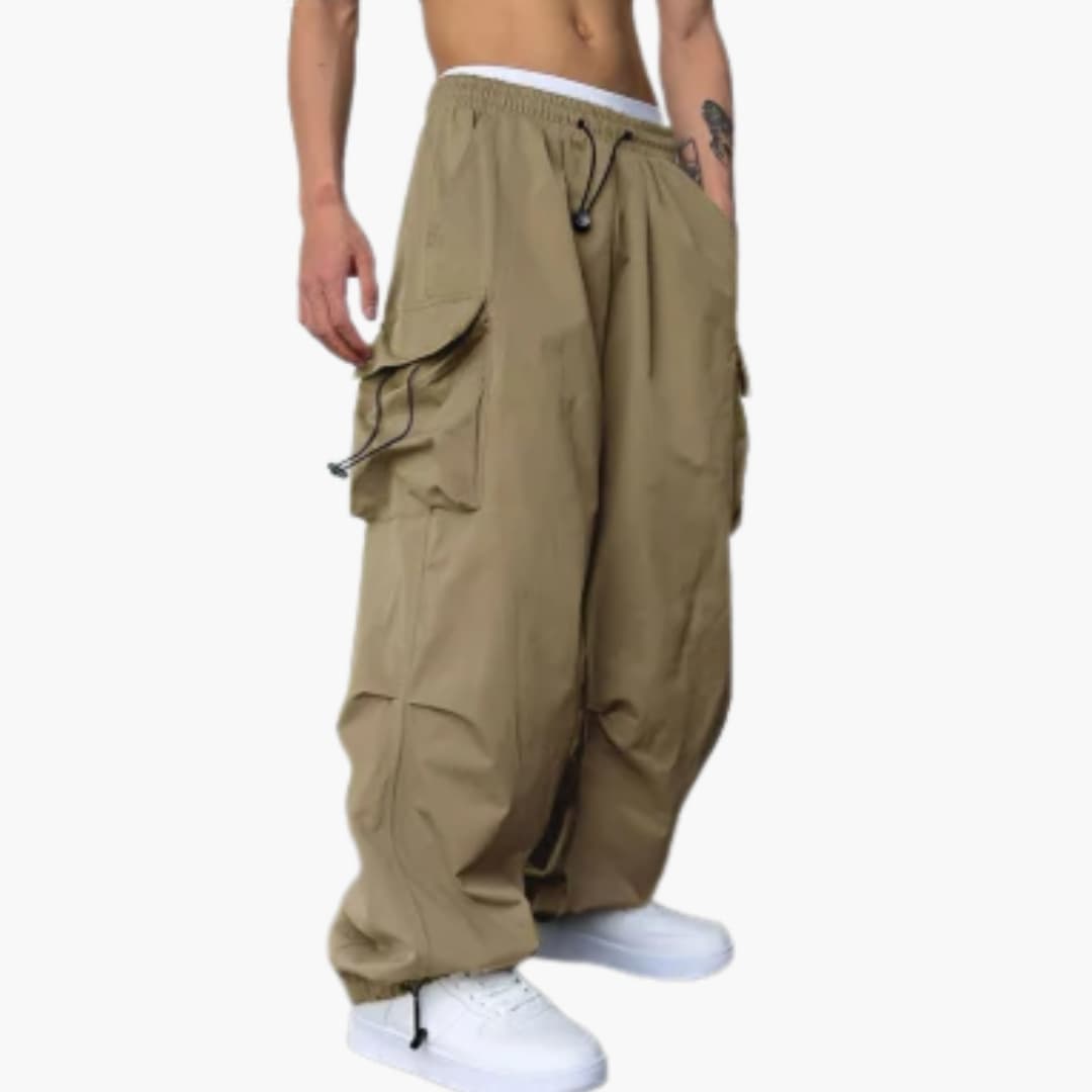 Herren Cargo Hose mit weitem Bein mehreren Taschen und Knopfverschluss