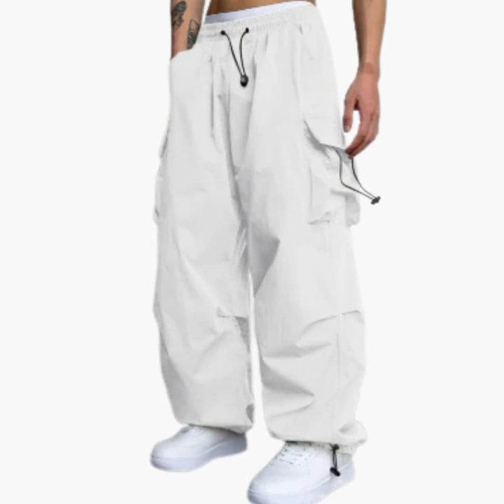 Herren Cargo Hose mit weitem Bein mehreren Taschen und Knopfverschluss