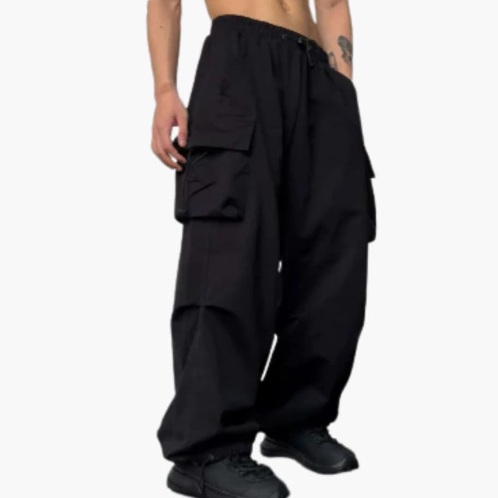 Herren Cargo Hose mit weitem Bein mehreren Taschen und Knopfverschluss